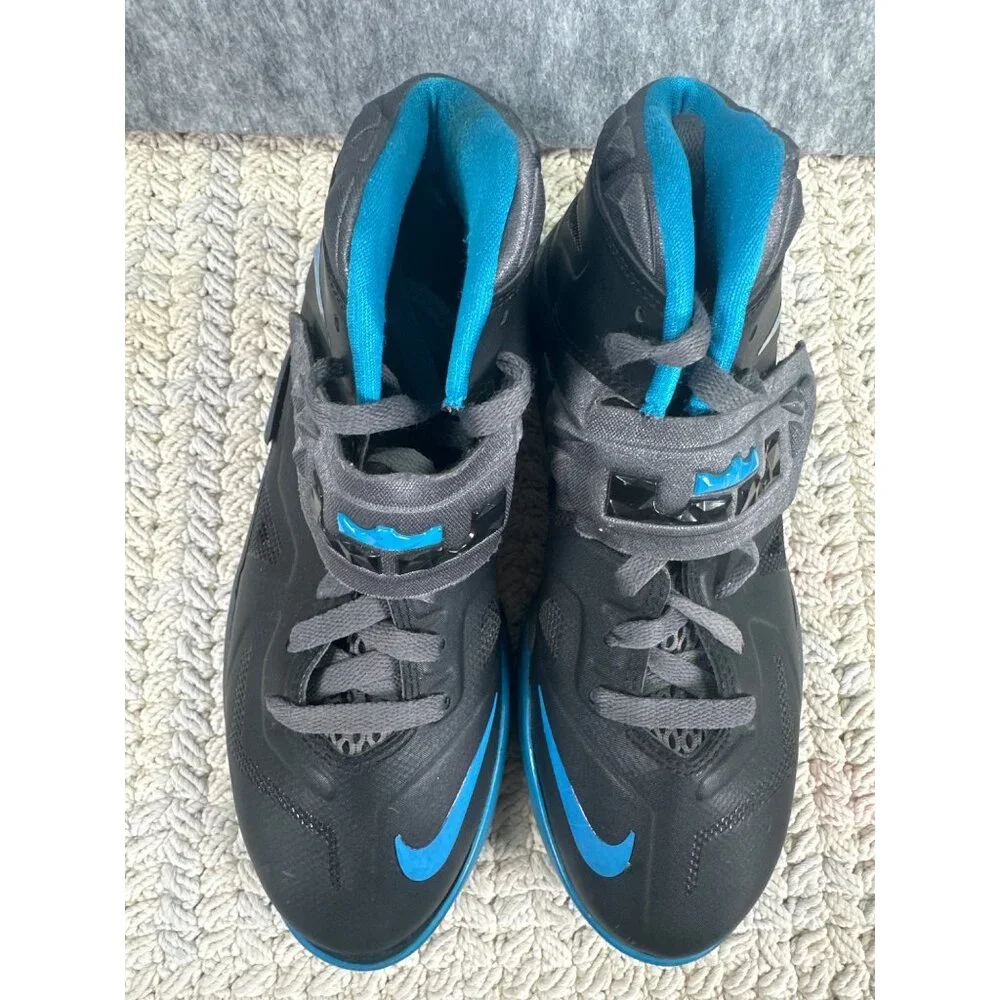 Nike Lebron Soldier VIII BG Boys Basketball Shoes Sz 5.5Y Black/Blue/Gray Pre-Ow